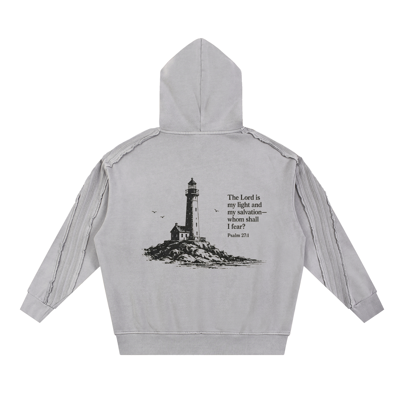 Snow Washed Tape Raw Edge Hoodie