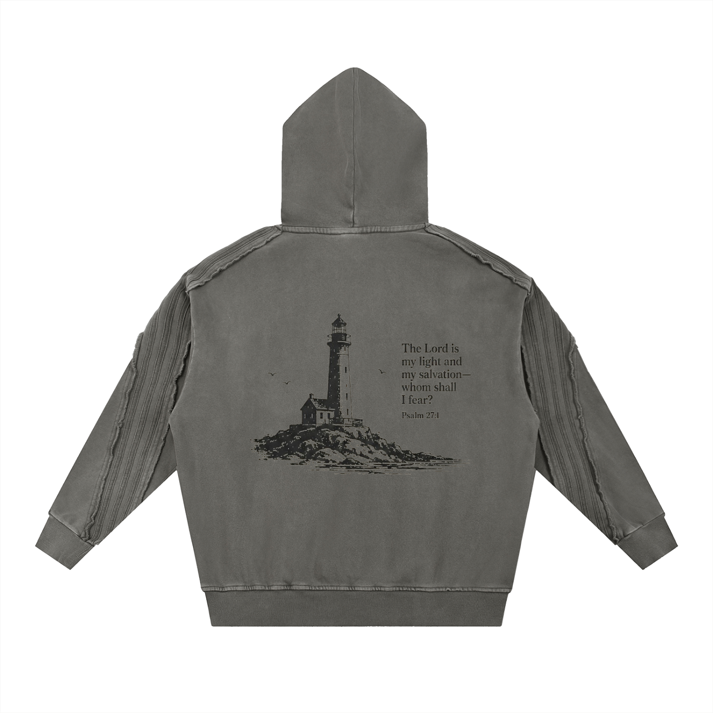 Snow Washed Tape Raw Edge Hoodie