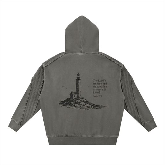 Snow Washed Tape Raw Edge Hoodie