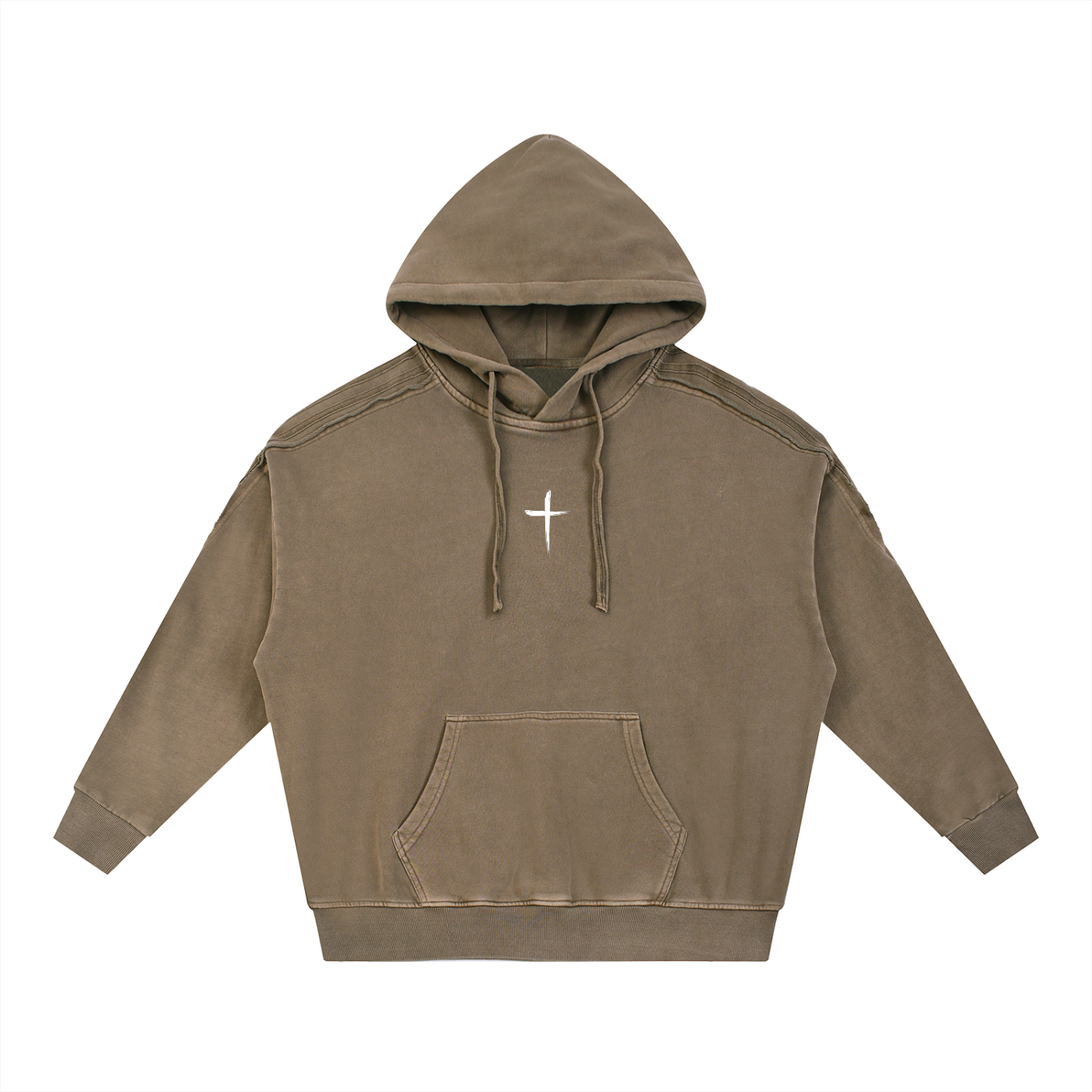 Snow Washed Tape Raw Edge Hoodie