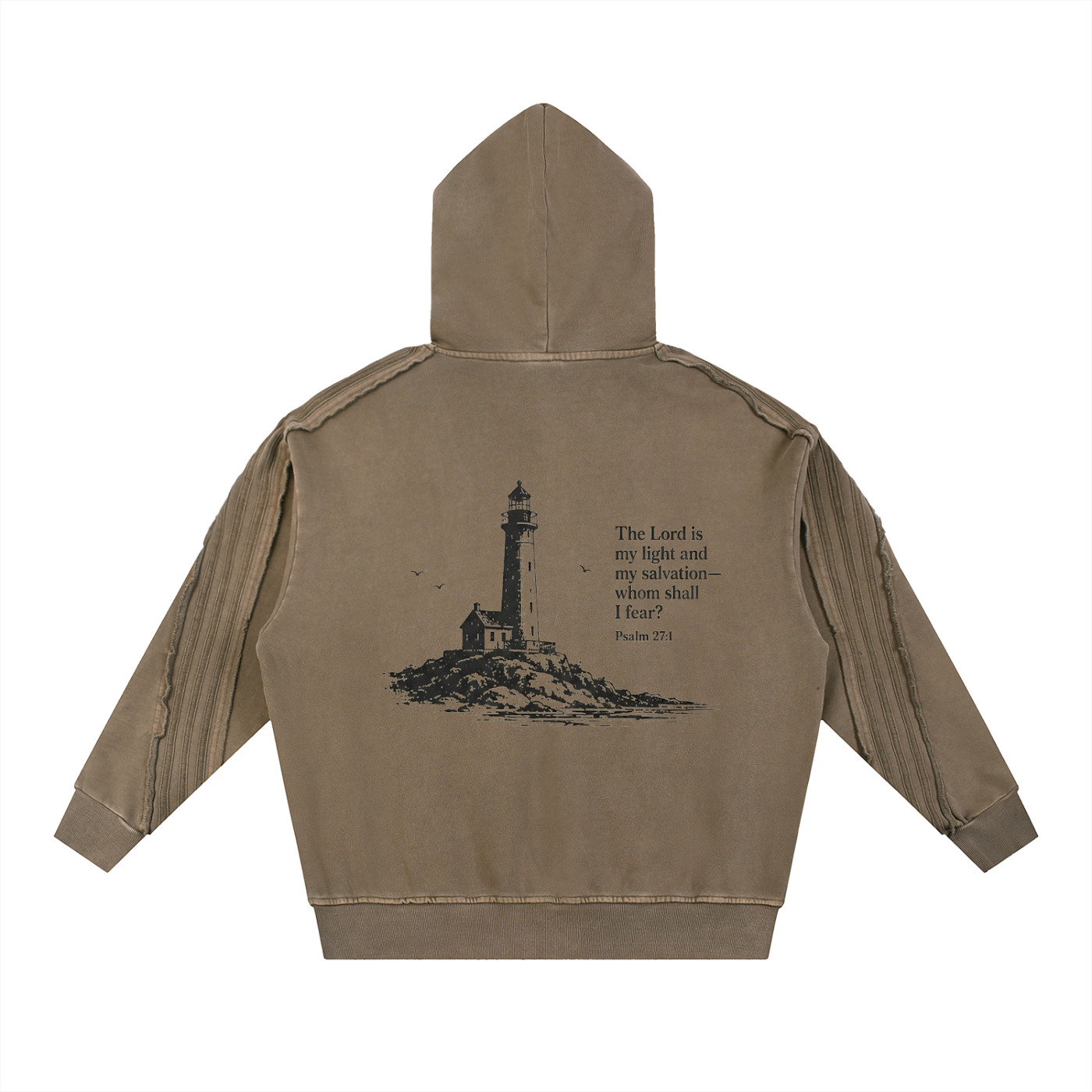 Snow Washed Tape Raw Edge Hoodie
